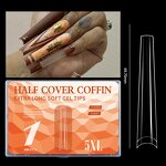 Traceless Nail Tips Supplier - 5XL Extra Long 180pcs Half Full Cover Soft Gel French