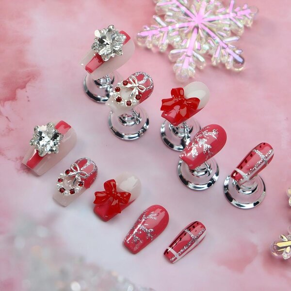 Christmas Press on Nails Supplier - 2025 New Hot Selling Handmade Tree Snowflakes