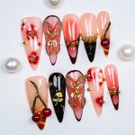 3D Flower Nails Factory - Handmade Luxury Almond Acrylic Diamond Tip Nails