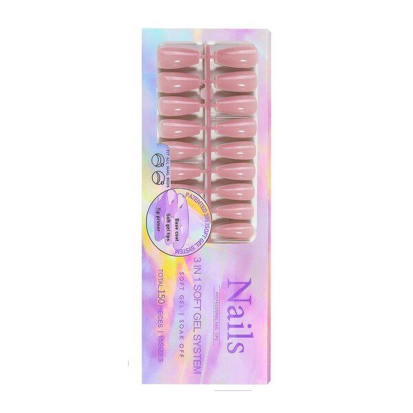 Gradient Nail Tips Supplier - Luxury 150pcs French Pink Almond Square Press on Tips