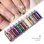 Nail Ornament Set Factory - 48-Color Glass Bottle Glitter Hex Caviar DIY Set