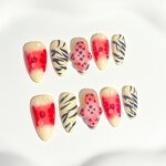 Summer Fruit Nails Factory - 3D Soft Gel Handmade 24Pcs Strawberry False Nails