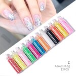 Nail Ornament Set Factory - 48-Color Glass Bottle Glitter Hex Caviar DIY Set