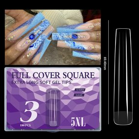 Traceless Nail Tips Supplier - 5XL Extra Long 180pcs Half Full Cover Soft Gel French