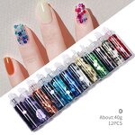 Nail Ornament Set Factory - 48-Color Glass Bottle Glitter Hex Caviar DIY Set