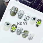 INS Flower Nails Factory - Handmade Quality Yellow Green False Press PMMA Removable