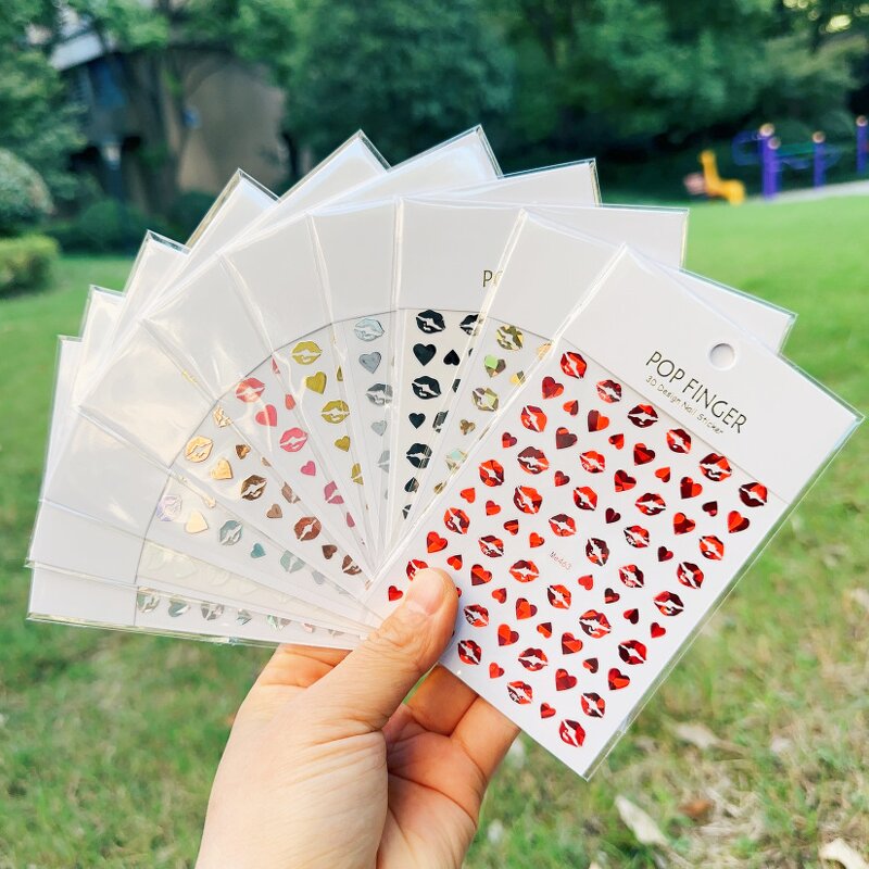 Valentine Nail Stickers Supplier - New Hot Selling Red Lips Love Mini Nail Decals