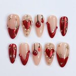 Valentine's Day Nails Factory - Red High Quality Almond Shape Handmade Love Bow Design