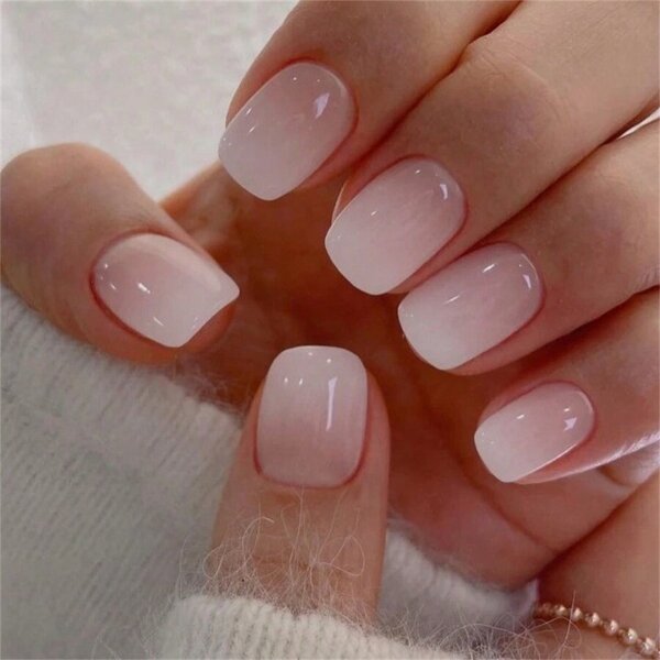 ABS False Nails Factory - Gradient Color Short Medium Square Coffin 24Pcs Wholesale