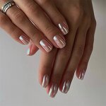 Aurora False Nail Supplier - Simple Gradient French Tips Medium Almond Electroplating