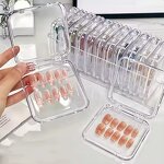 Nail Organizer Box Supplier - Press on Nails Empty Packaging Pink Transparent Box