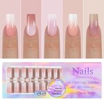 Gradient Nail Tips Supplier - Luxury 150pcs French Pink Almond Square Press on Tips