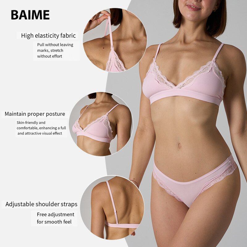 Women Lingerie Set Supplier - Wholesale Sexy Lace Bra Panty Set Deep V Shape