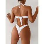 Ladies Bikini Set Supplier - Newest Hot Sexy Stripes Bandeau Metal Chain