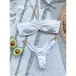 Ladies Bikini Set Supplier - Newest Hot Sexy Stripes Bandeau Metal Chain