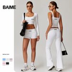 Women Two Piece Outfit Factory - Trendy Y2k Long Sleeve Lace Crop Top Flare Pants