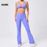 Yoga Sets Factory - New Compression Custom Backless Bra V Waist Pants