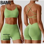 Women Sportswear Set Supplier - Gym Fitness Seamless High Waist Leggings Crop Top