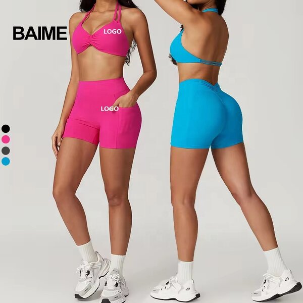 Women Workout Set Factory - 2 Pcs Shorts Bra Seamless Yoga Sets