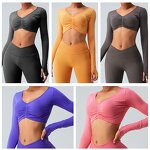 Women Activewear Top Supplier - Long Sleeve Crop Top with Thumb Hole Factory