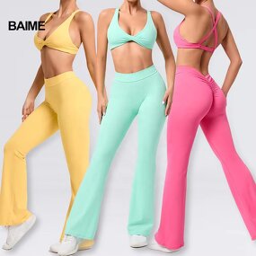 Yoga Sets Factory - New Compression Custom Backless Bra V Waist Pants