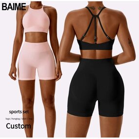 Women Gym Clothes Manufacturer - Wholesale Sports Sets Seamless Fitness Bra Shorts