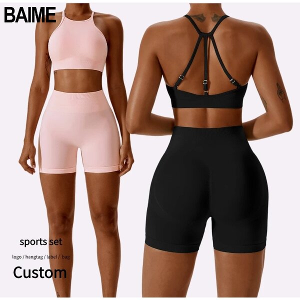 Women Gym Clothes Manufacturer - Wholesale Sports Sets Seamless Fitness Bra Shorts