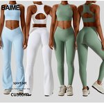 Lady Gym Set Factory - Solid White Breathable Skinny Legging Sports Bra Set