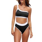 Women Bikini Set Factory - Custom Logo High Waisted Ribbed Patchwork Sexy