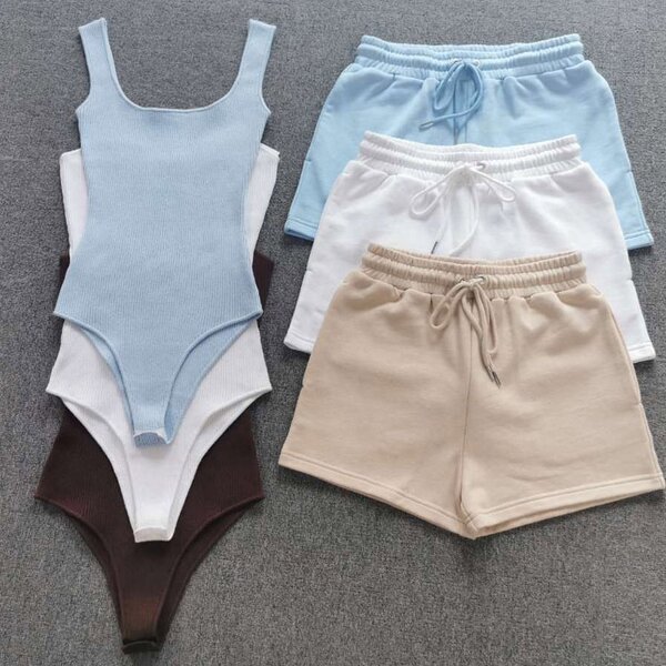 Women Jumpsuit Supplier - 2024 Custom Designer Casual Summer White Bodysuit Set