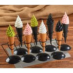 Ice Cream Model - Artificial Food Simulation Dummy Cones Crispy Holder with Rack