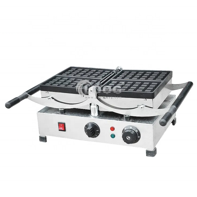 Square Waffle Maker - Professional Restaurant Equipment Rotating Stainless Steel