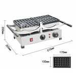 Square Waffle Maker - Professional Restaurant Equipment Rotating Stainless Steel