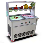 Ice Cream Roll Machine Manufacturer - 50L/H Double Square Pan Fry with 5 Barrels