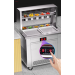 Ice Cream Roll Machine Manufacturer - 50L/H Double Square Pan Fry with 5 Barrels