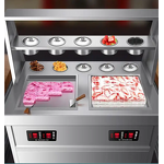 Ice Cream Roll Machine Manufacturer - 50L/H Double Square Pan Fry with 5 Barrels