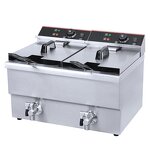 Electric Fryer - 2 Basket 20L Manual Timer 304 SS Oil Filtration System