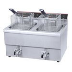 Electric Fryer - 2 Basket 20L Manual Timer 304 SS Oil Filtration System