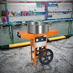 Cotton Candy Maker - Electric Floor Type Pink Flossing Machine with Cart Sugar