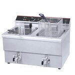 Electric Fryer - 2 Basket 20L Manual Timer 304 SS Oil Filtration System