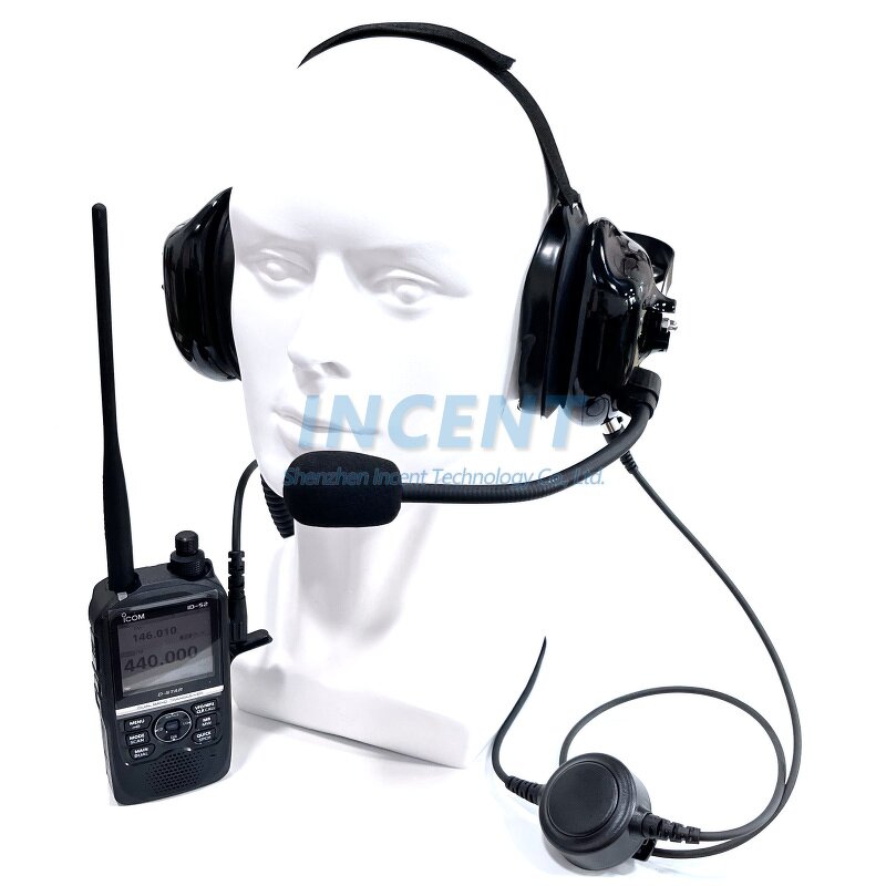 Two Way Radio Headset Manufacturer - with Noise Cancelling Microphone & Big Around PTT Icom ID-52A ID-52E Plug XLR 5 Pin Jack