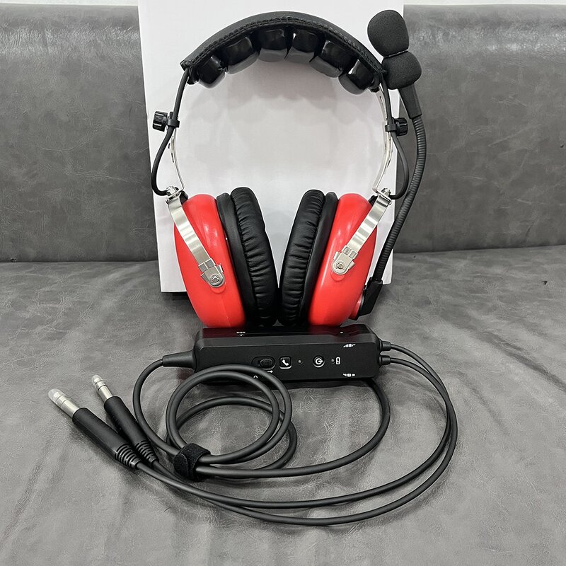 Aviation Headset Manufacturer - ANR Pilot Red Color with Great Active Noise Reduction Effect Bluetooth