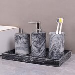 Bathroom Accessories Set Manufacturer - Hotel Grey Marble Soap Dispenser Set Marble Resin Bathroom Set