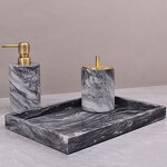 Bathroom Accessories Set Manufacturer - Hotel Grey Marble Soap Dispenser Set Marble Resin Bathroom Set