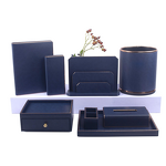 Hotel Room Accessories Manufacturer - Custom Plain Leather Goods 5-star Hotel Supplies Pu Leather Facilities Set