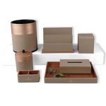 Hotel Room Accessories Manufacturer - Custom Plain Leather Goods 5-star Hotel Supplies Pu Leather Facilities Set