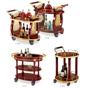 Cleaning Cart Manufacturer - Best-selling Hot-selling European Hotel Stainless Steel Four-wheel Luxury Hand Push Wine Trolley
