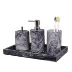 Bathroom Accessories Set Manufacturer - Hotel Grey Marble Soap Dispenser Set Marble Resin Bathroom Set