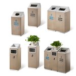 Public Recycling Trash Can Manufacturer - Hotel Lobby Elevator Stainless Steel Outdoor Standing Square