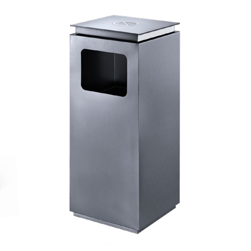 Public Recycling Trash Can Manufacturer - Hotel Lobby Elevator Stainless Steel Outdoor Standing Square